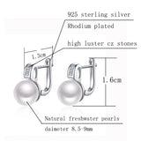 Freshwater Pearls Earring 925 Sterling Silver Euro English Lock Fine Jewelry