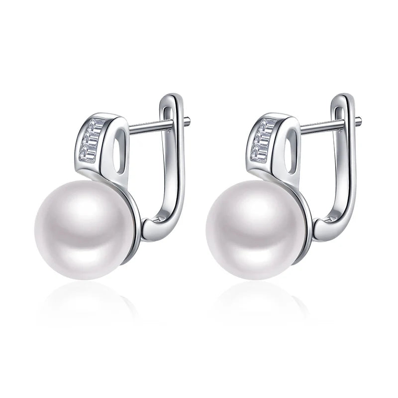 Freshwater Pearls Earring 925 Sterling Silver Euro English Lock Fine Jewelry