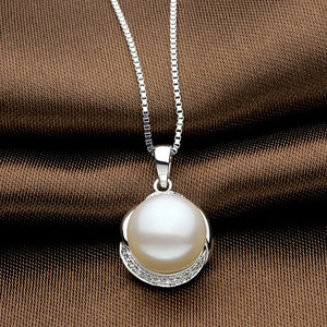 Natural Pearls Pendant Necklace 925 Silver AAAAA 10-11mm Luster Hot