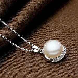 Natural Pearls Pendant Necklace 925 Silver AAAAA 10-11mm Luster Hot