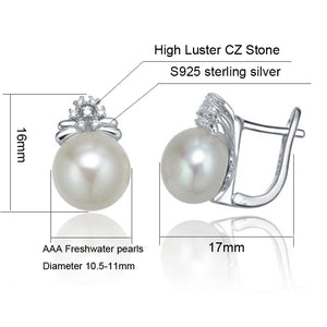 Silver Pearl Earring for Women Valentine Lover Mum English Hoop Earring