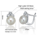 Silver Pearl Earring for Women Valentine Lover Mum English Hoop Earring