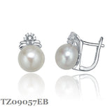 Silver Pearl Earring for Women Valentine Lover Mum English Hoop Earring