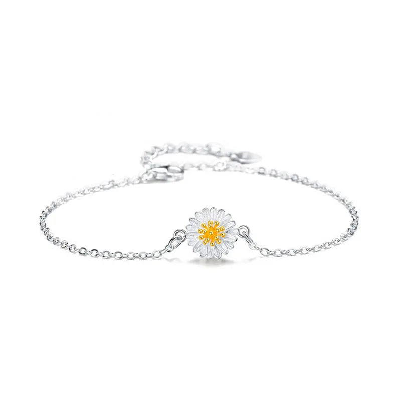 Sunshine Flowers Charm Bracelet 925 Silver 16cm+2.5cm Hot
