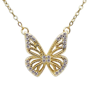 925 Sterling Silver Butterfly Pendant Necklace with CZ Stone for Women