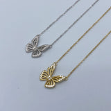 925 Sterling Silver Butterfly Pendant Necklace with CZ Stone for Women