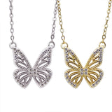 925 Sterling Silver Butterfly Pendant Necklace with CZ Stone for Women