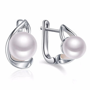 Moon natural pearls earring in 925 Pure sterling silver for women