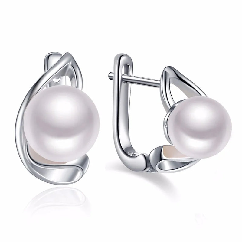 Moon natural pearls earring in 925 Pure sterling silver for women