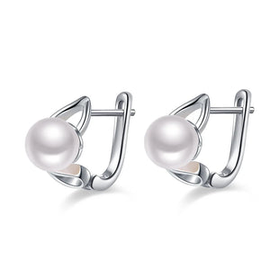 Moon natural pearls earring in 925 Pure sterling silver for women