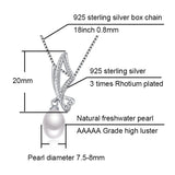 Butterfly Charm Pearl Pendant Necklace in 925 Silver