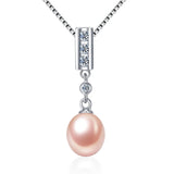 Natural Pearl Pendant Necklace for Women Mum in 925 Sterling Silver 18-Inch