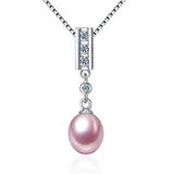 Natural Pearl Pendant Necklace for Women Mum in 925 Sterling Silver 18-Inch