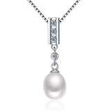 Natural Pearl Pendant Necklace for Women Mum in 925 Sterling Silver 18-Inch