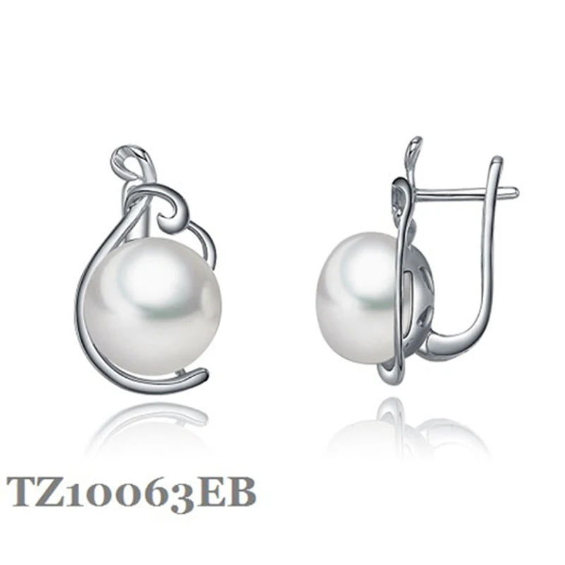 Freshwater Pearls Hoop Earrings 925 Silver Lock Earring