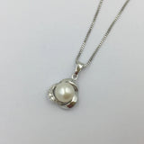 Sterling Silver Pearl Pendant Choker Necklace for Women