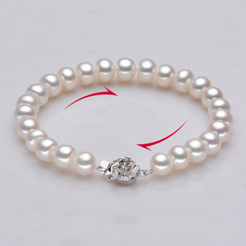 Freshwater Pearl Strand Bracelets for Women Lustrous 9-10mm Hot Fine Jewelry