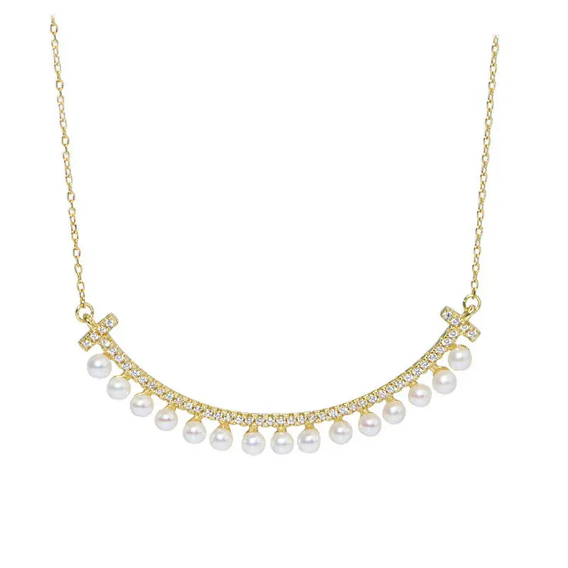 Sinzry 18K plated Smiling Pearl Choker Necklace