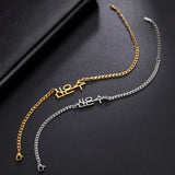 Sipuris Stainless Steel Cuban Chain Name Bracelet for Women