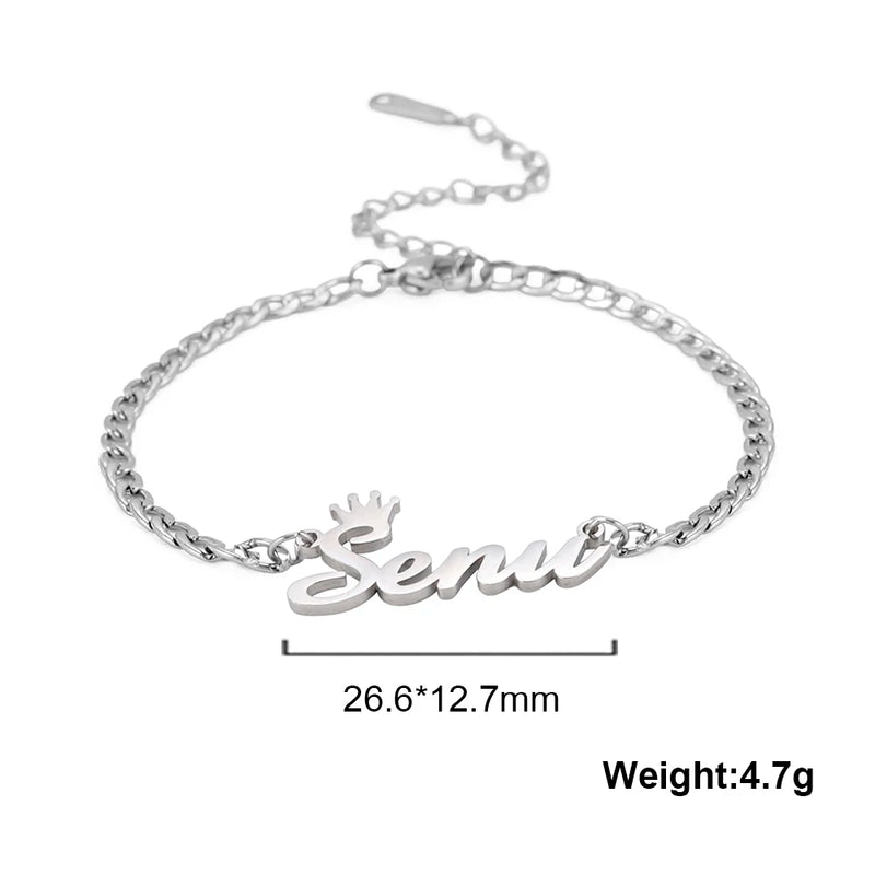Sipuris Stainless Steel Cuban Chain Name Bracelet for Women