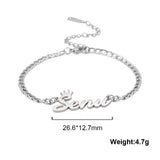 Sipuris Stainless Steel Cuban Chain Name Bracelet for Women