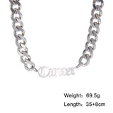 Sipuris 7MM Men's Cuban Chain Name Necklace Stainless Steel