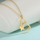 Sipuris Butterfly Double Name Necklace Stainless Steel Necklace