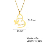 Sipuris Butterfly Double Name Necklace Stainless Steel Necklace