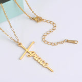 Sipuris Cross Name Necklace Stainless Steel Personalized Letter Gift