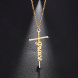 Sipuris Cross Name Necklace Stainless Steel Personalized Letter Gift