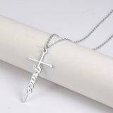 Sipuris Cross Name Necklace Stainless Steel Personalized Letter Gift