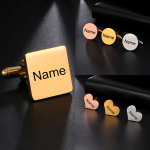 Sipuris Engraving Name Logo Cufflinks Stainless Steel Personalized Letter Heart