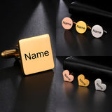 Sipuris Engraving Name Logo Cufflinks Stainless Steel Personalized Letter Heart