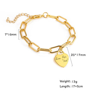 Sipuris Name Bracelet Personalized Heart Pendant Jewelry