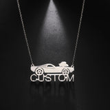 Sipuris Sports Car Name Necklace for Men, Stainless Steel Personalized Jewelry