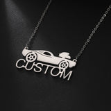 Sipuris Sports Car Name Necklace for Men, Stainless Steel Personalized Jewelry