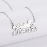 Sipuris Sports Car Name Necklace for Men, Stainless Steel Personalized Jewelry