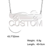 Sipuris Sports Car Name Necklace for Men, Stainless Steel Personalized Jewelry