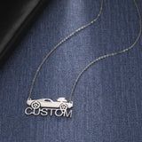 Sipuris Sports Car Name Necklace for Men, Stainless Steel Personalized Jewelry
