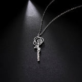 Sipuris Personalized Name Rose Necklace Stainless Steel Flower Necklace