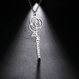 Sipuris Personalized Name Rose Necklace Stainless Steel Flower Necklace