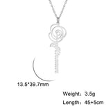 Sipuris Personalized Name Rose Necklace Stainless Steel Flower Necklace