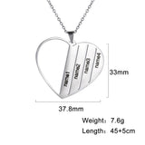Sipuris Custom Name Necklace Stainless Steel Engraved Pendant