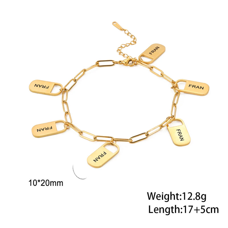 Sipuris Engrave Name Bracelet Personalized Stainless Steel Chain