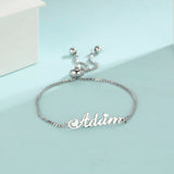 Sipuris Name Bracelet Stainless Steel Box Chain Personalized Jewelry