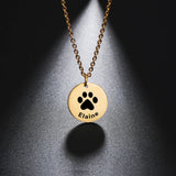 Sipuris Dog Paw Name Necklace Stainless Steel Personalized Pendant Necklace