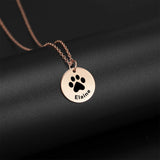 Sipuris Dog Paw Name Necklace Stainless Steel Personalized Pendant Necklace
