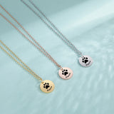 Sipuris Dog Paw Name Necklace Stainless Steel Personalized Pendant Necklace