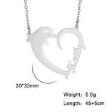 Sipuris Dolphin Heart Graphic Stainless Steel Personalized Name Necklace