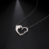 Sipuris Dolphin Heart Graphic Stainless Steel Personalized Name Necklace